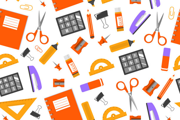 文具无缝矢量图案图片下载