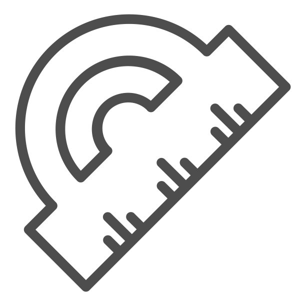 量角器行图标。测量度数符号的标尺，白色背景上的轮廓样式象形图。几何图形或文具项目标志的移动概念和网页设计。矢量图形。图片下载