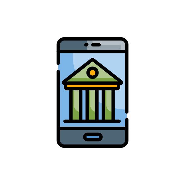 网上银行矢量图标轮廓填充样式插图。图片下载