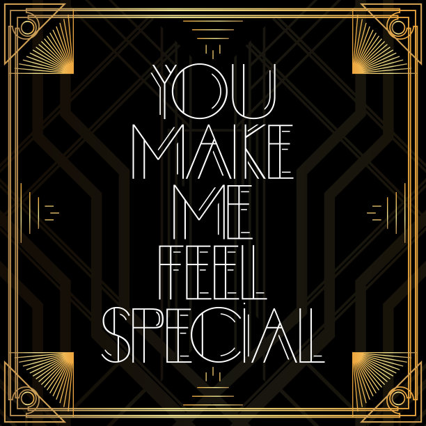 金色的装饰你让我感到特别的标志与古老的字母。素材图片