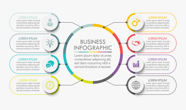 商业圈。时间轴信息图图标设计为抽象的背景模板图片下载