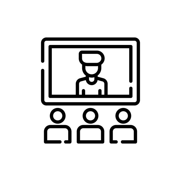 在线会议线图标矢量插图EPS 10。图片下载
