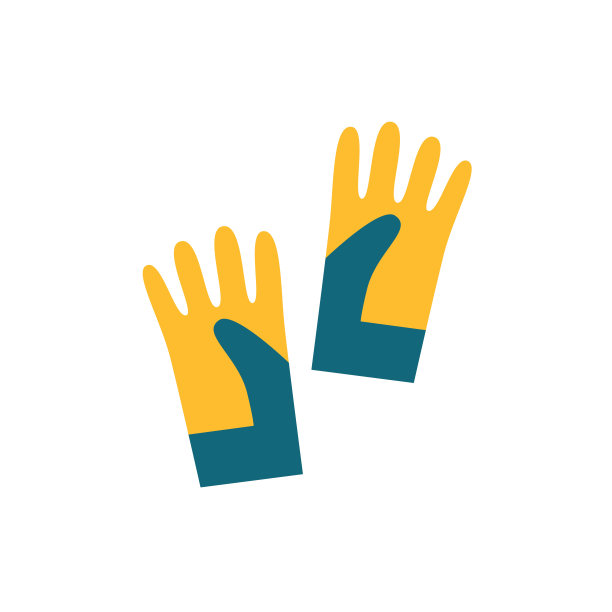 在花园里干活用的黄色工作手套。保护你的手不受灰尘和伤害。工作的衣服。在白色背景上的平坦孤立的插图。图片下载