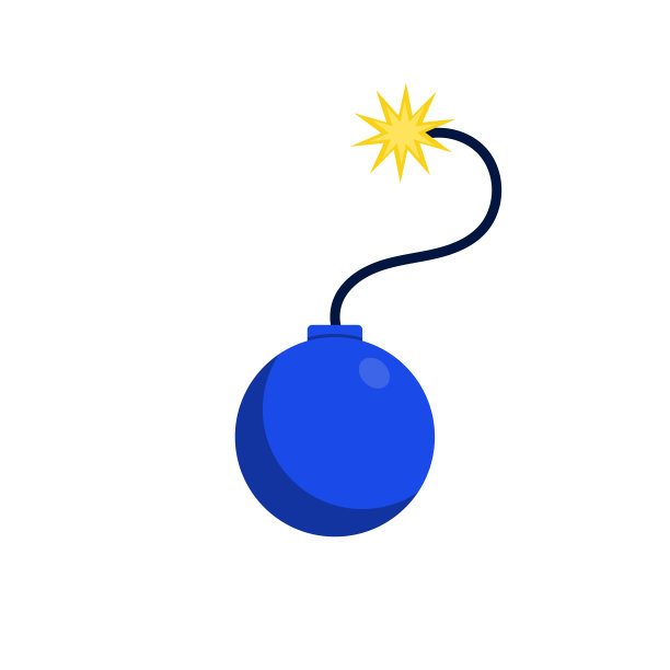 卡通炸弹与火矢量插图。图片下载