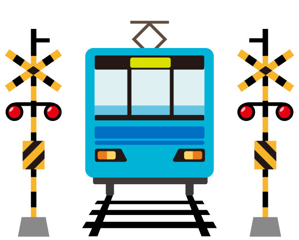 火车通过铁路道口的插图图片下载