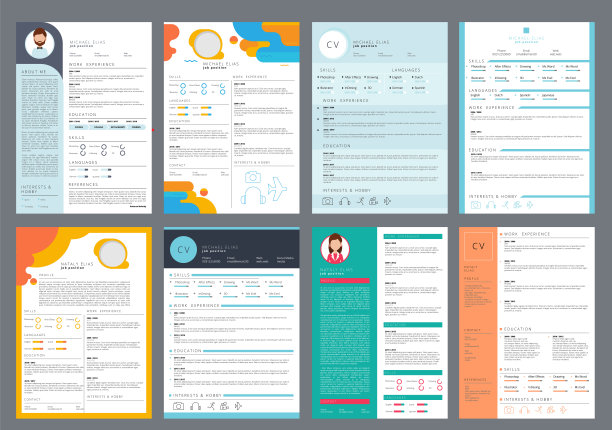 简历设计。企业业务简介简历打印矢量课程页图片下载