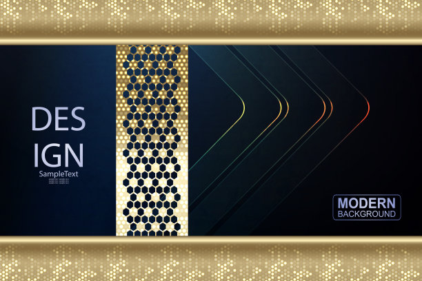 深蓝色的设计，明亮的箭头和金色的马赛克框架图片下载