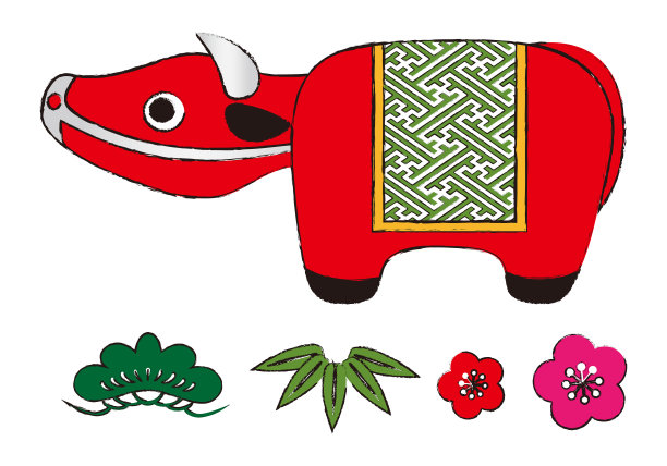 日本奶牛雕像矢量图图片下载