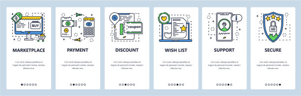 市场网站和手机应用的屏幕矢量模板图片下载