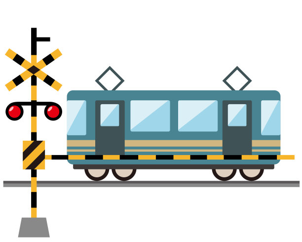 火车通过铁路道口的插图图片下载