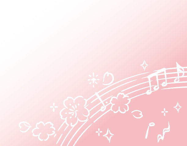 背景有樱花和音乐的音符。图片下载