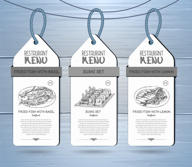 手绘餐厅菜单标签设计图片下载