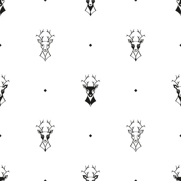 鹿头矢量抽象几何Vintage黑白背景。驯鹿无缝图案男装，父亲节快乐，父亲贺卡图片下载