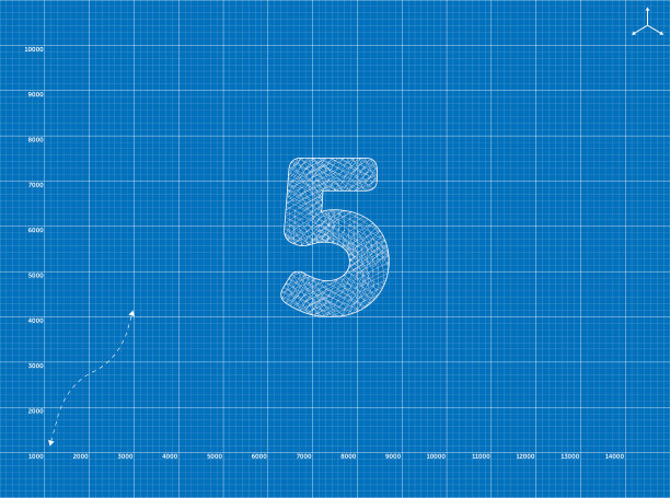 蓝图到5数字插图图片下载