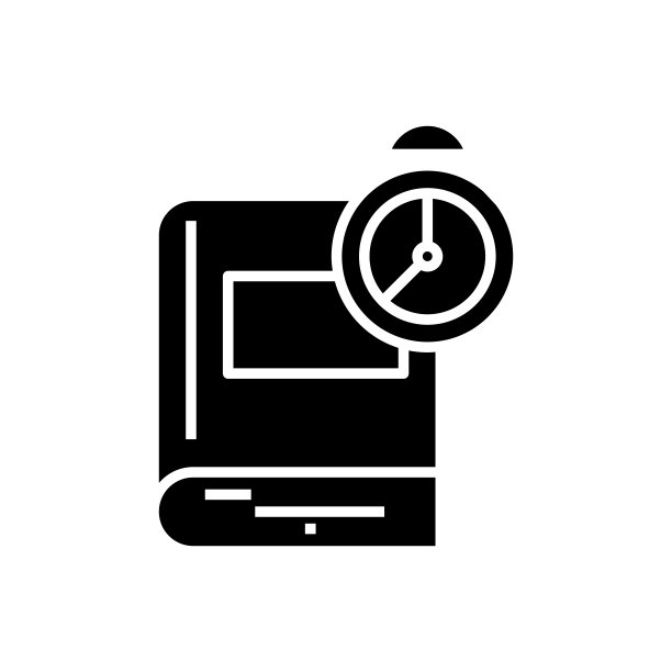 学习时间黑色图标，概念插图，矢量扁平符号，字形标志图片下载