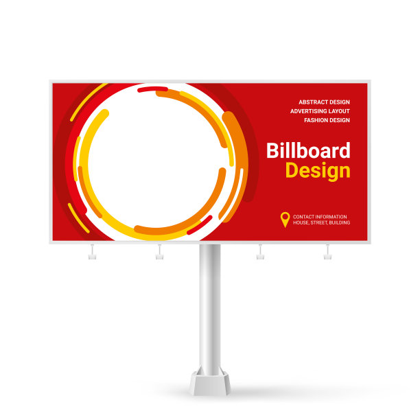 广告牌标识，户外广告的横幅设计思路，平面设计放置图片和文字的灵感，矢量红色背景图片下载
