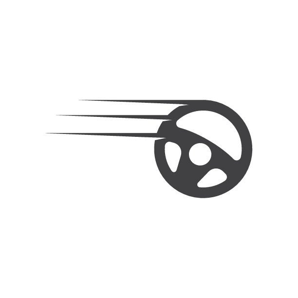 汽车方向盘与齿轮标志图标矢量插图图片下载