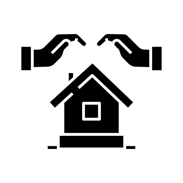 房屋安全黑色图标，概念图示，矢量扁平符号，字形标志图片下载