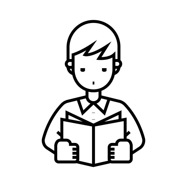 阅读男孩线图标，概念符号，轮廓矢量插图，线性符号图片下载