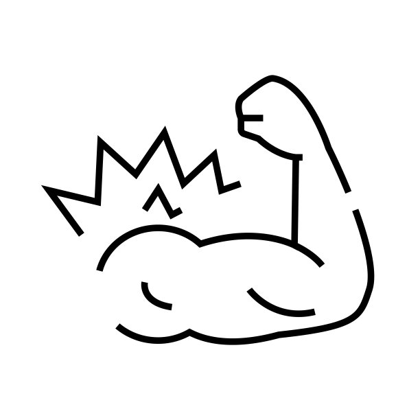 强臂线图标，概念符号，轮廓矢量插图，线性符号图片下载