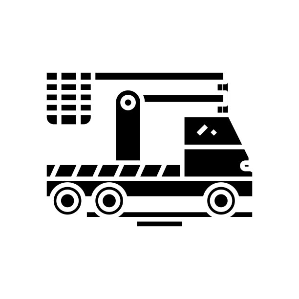 工业起重机黑色图标、概念插图、矢量平面符号、象形符号图片下载