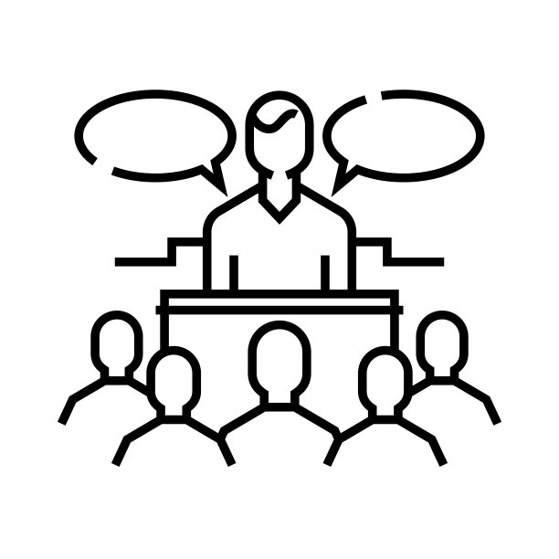 公众参与线图标，概念标志，轮廓矢量插图，线性符号图片下载