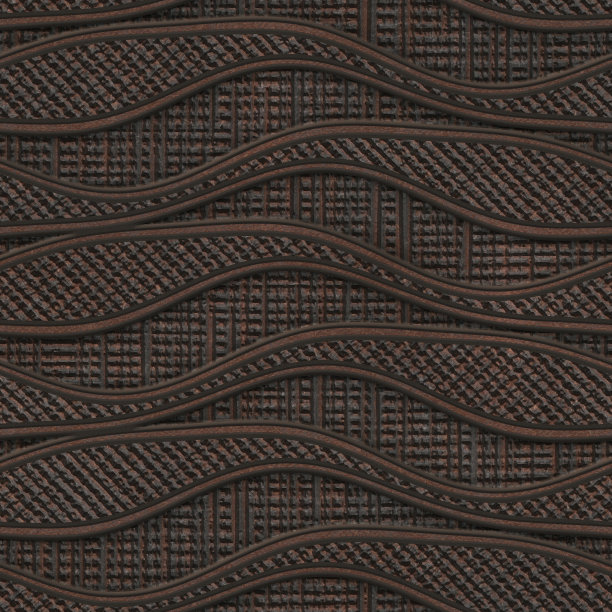 雕刻波浪图案在grunge背景无缝纹理，拼接图案，棕色的颜色，3d插图图片下载