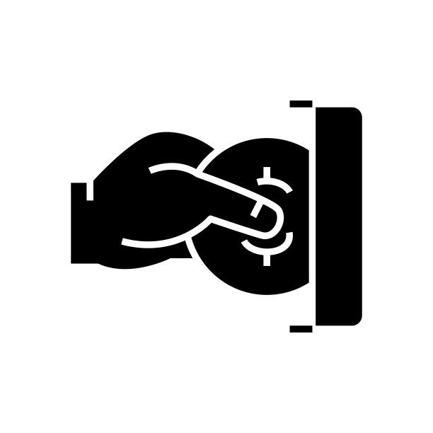 插入钱币黑色图标、概念插图、矢量平面符号、象形符号图片下载