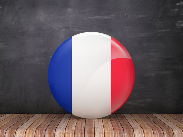 法国国旗按钮- 3D渲染图片下载