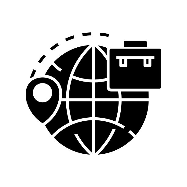 国际商务旅行黑色图标、概念插图、矢量平面符号、象形符号图片下载