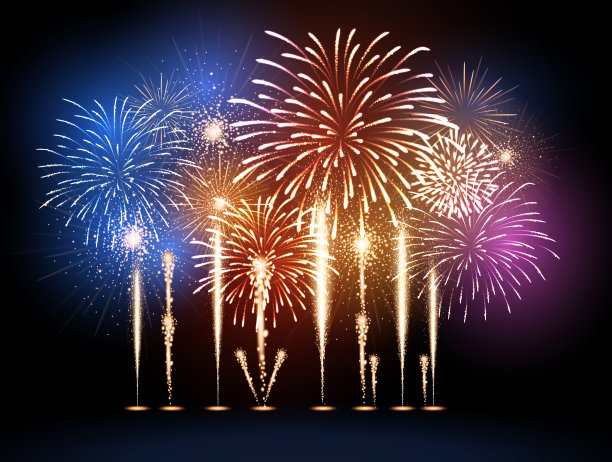 矢量节日烟花。美国独立日图片下载