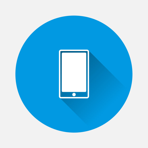 智能手机的矢量图标与图标上的蓝色背景。平面图像与长阴影。图层分组便于编辑插图。为你的设计。图片下载