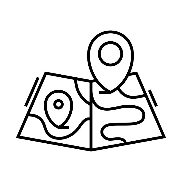 地图位置线图标，概念符号，轮廓矢量插图，线性符号图片下载