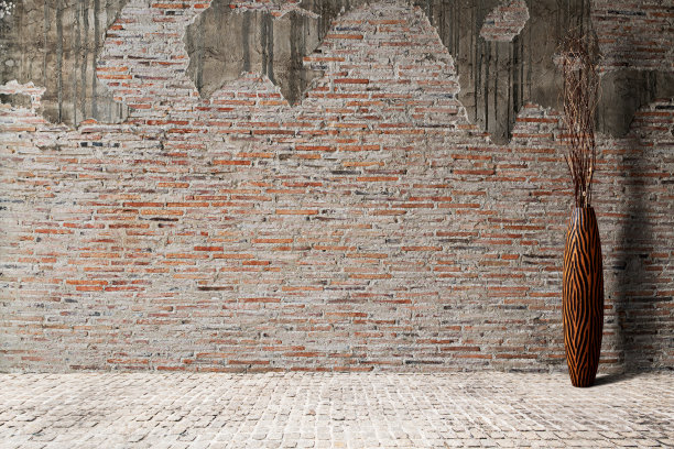 旧砖墙房间的照片。图片下载