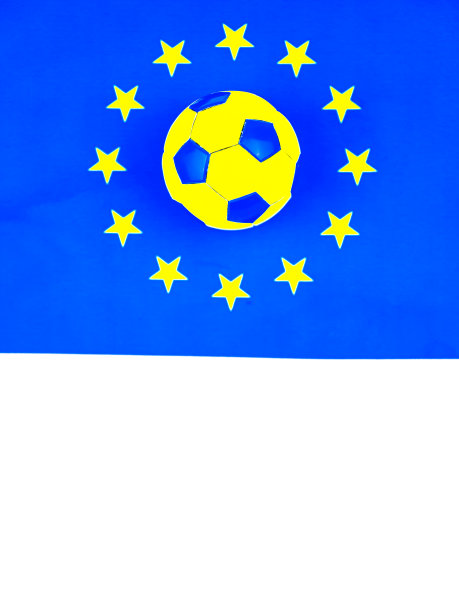 欧盟旗帜和足球。图片下载