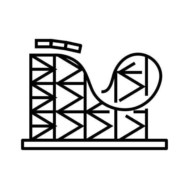 过山车线性图标、概念标志、轮廓矢量图图片下载