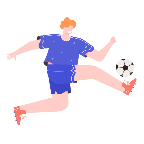 精力充沛的男运动员踢足球，足球。图片下载