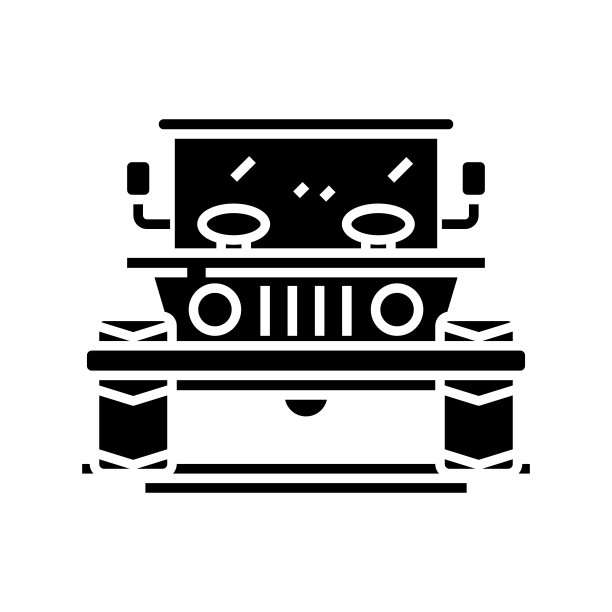 越野车辆黑色图标、概念插图、矢量平面符号、象形符号图片下载