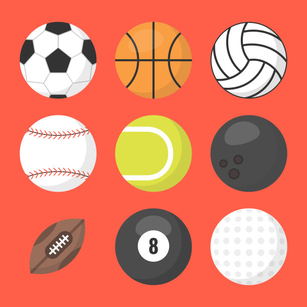 运动球向量集。篮球，足球，网球，足球，棒球，保龄球，高尔夫球，排球。矢量插图。图片下载
