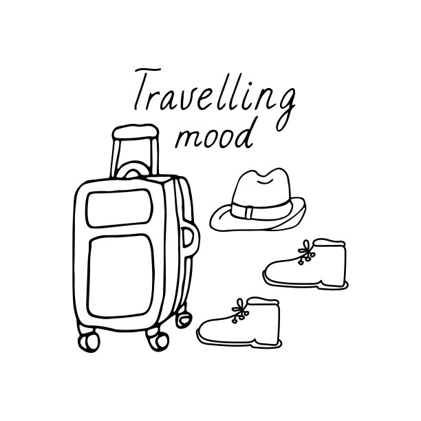 旅游心情字母与涂鸦插图。图片下载