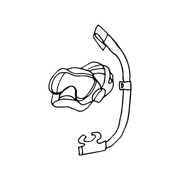 涂鸦风格的浮潜面罩和导管。图片下载