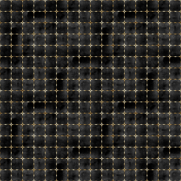 水彩抽象几何黑色条纹格子无缝图案与金色闪光线轮廓图片下载