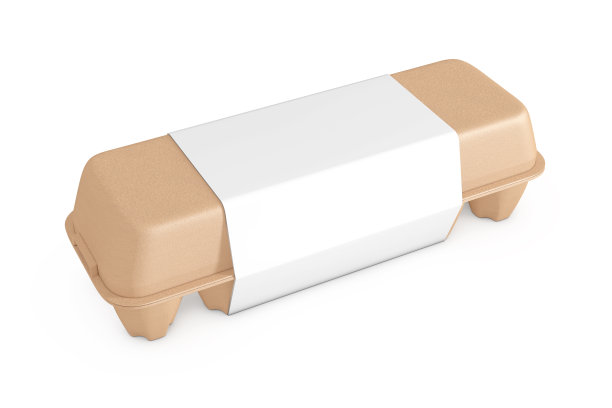 带有空白标签的鸡蛋棕色硬纸板箱，为您的设计留出空间。3d渲染图片下载