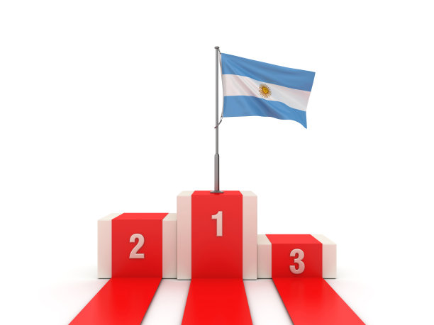 阿根廷国旗在讲台上- 3D渲染图片下载