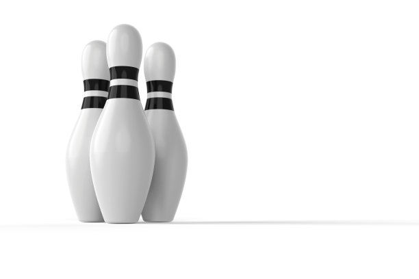 3D渲染红色保龄球与大头针库存照片图片下载