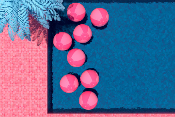 夏季概念与游泳池，鸟瞰图图片下载