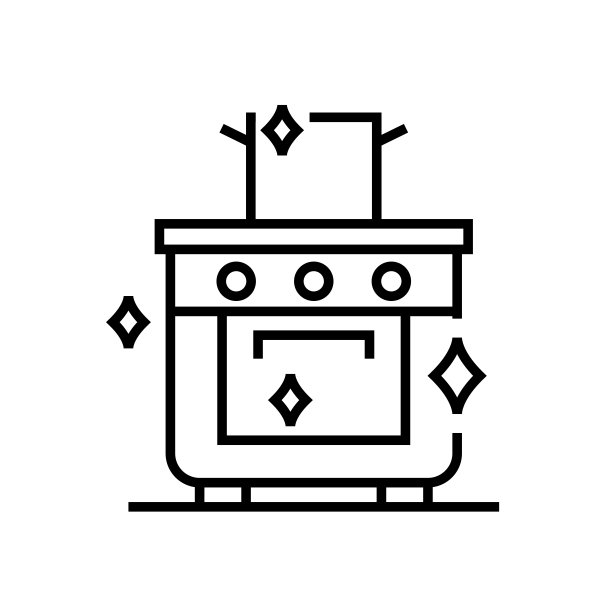 烘箱清洗线图标，概念标志，轮廓矢量插图，线性符号图片下载