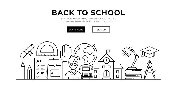 回到学校线设计横幅图片下载