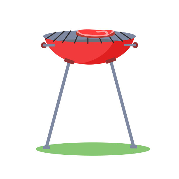 木炭烧烤牛排在格栅平面矢量图片下载