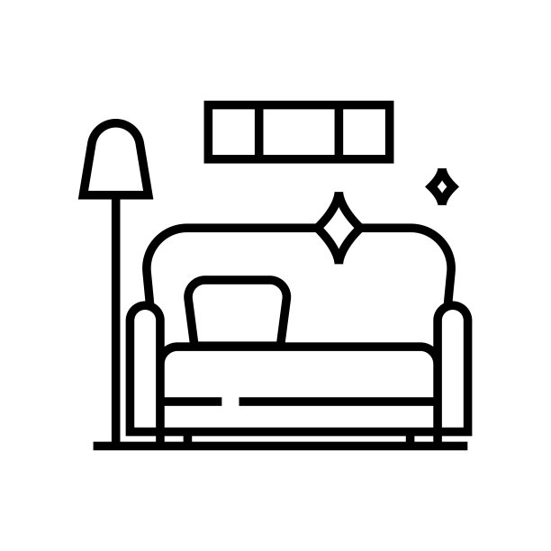 客厅清洁线图标，概念标志，轮廓矢量插图，线性符号图片下载